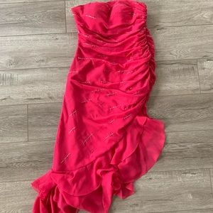Hot pink strapless pageant dress size 10.